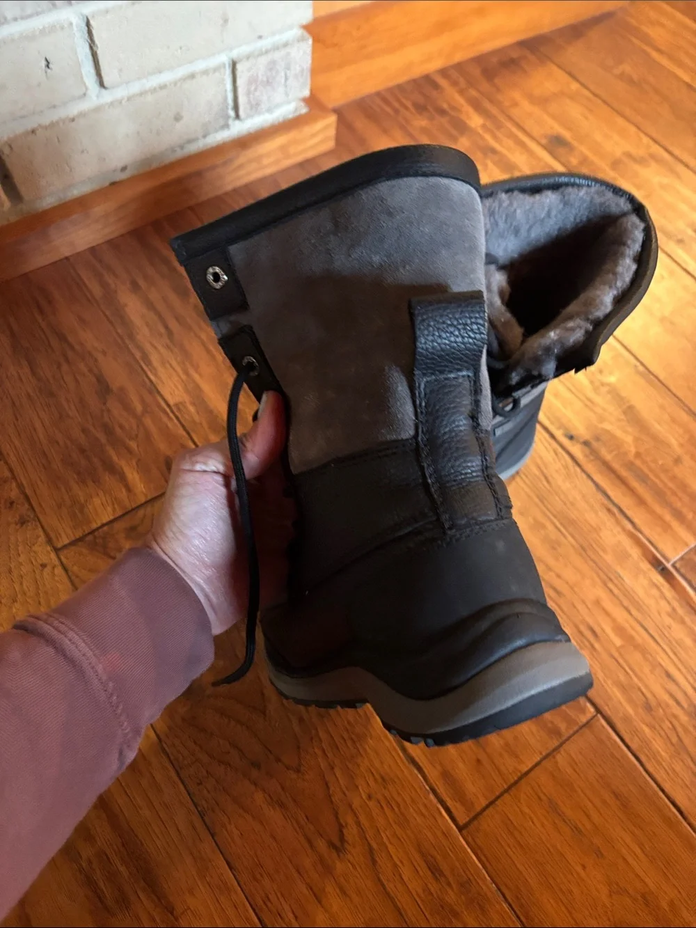 UGG Men’s Black and Gray Lace-Up Insulated Snow Boots